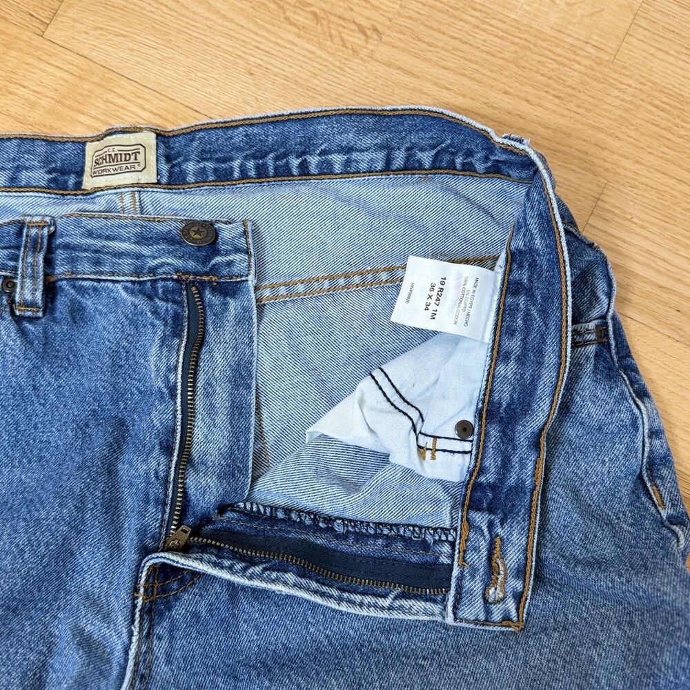 Schmidt Workwear Straight Leg Jeans 36x34 Medium Wash 100% Cotton Utility Denim - Picture 11 of 15